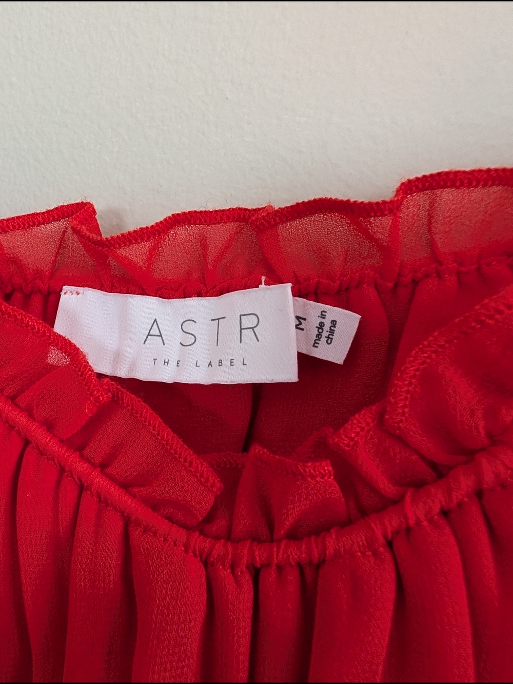 ASTR Red Ruffled Smocked Crop Top - Picture 3 of 5